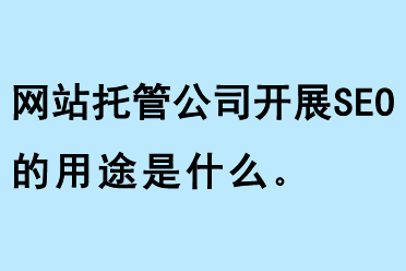 網站托管公司開展SEO的用途是什么
